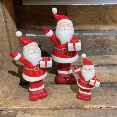 Ceramic Santa Holding Present