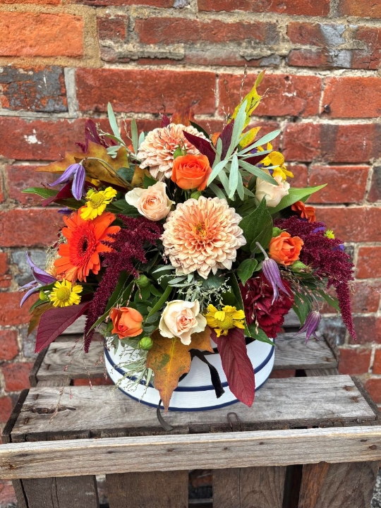 Autumn Elegance Hatbox Arrangement