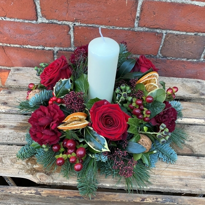 Red Christmas Candle Arrangement