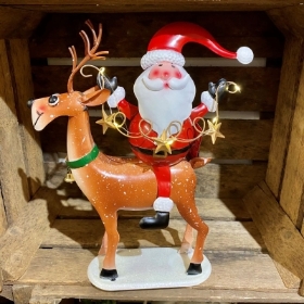 Metal Santa On A Reindeer