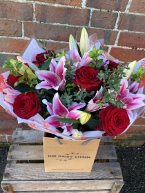 Red Rose & Lily Handtied