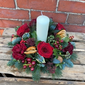 Red Christmas Candle Arrangement