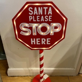 Santa Please Stop Here Light Up Sign Christmas Xmas LED Battery Window Indoor