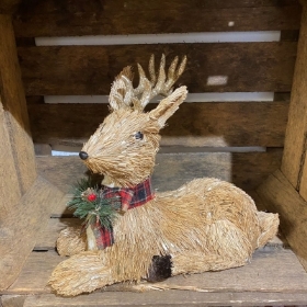 Sitting Reindeer with Gold Antlers