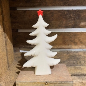 White Ceramic Christmas Tree with Red Star