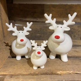 White Ceramic Dumpy Reindeer