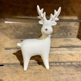 White Ceramic Reindeer with Gold on Antlers