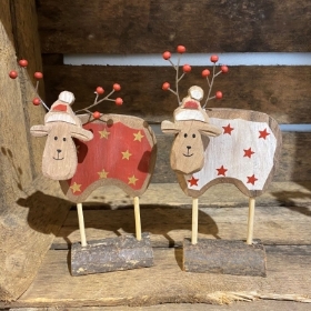 Wooden Moose with Wobbly Heads
